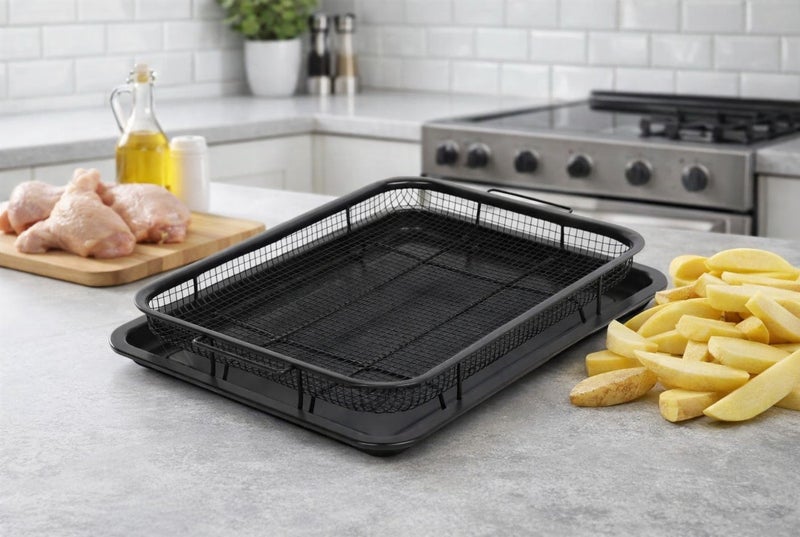 هوم فيو صينية تحمير احترافية للفرن (حجم كبير) مع شبكة تصفية الزيت - Image 1